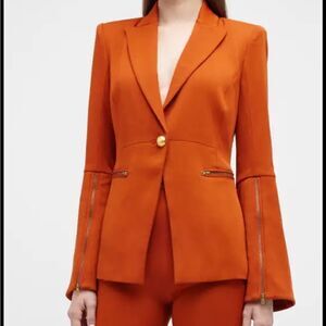 Ramy Brook Rachel Zip Sleeve Single Button Blazer in Cinnamon 6